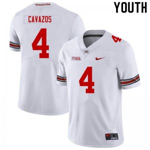 Youth Ohio State Buckeyes #4 Lejond Cavazos White Nike NCAA College Football Jersey For Sale XIY7444ST